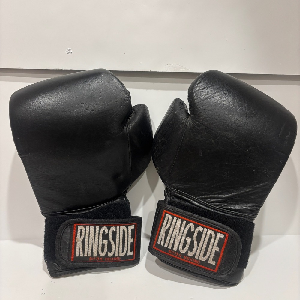 Ringside Black Leather Boxing Bag Gloves Hook and Loop Training Heavy Bag